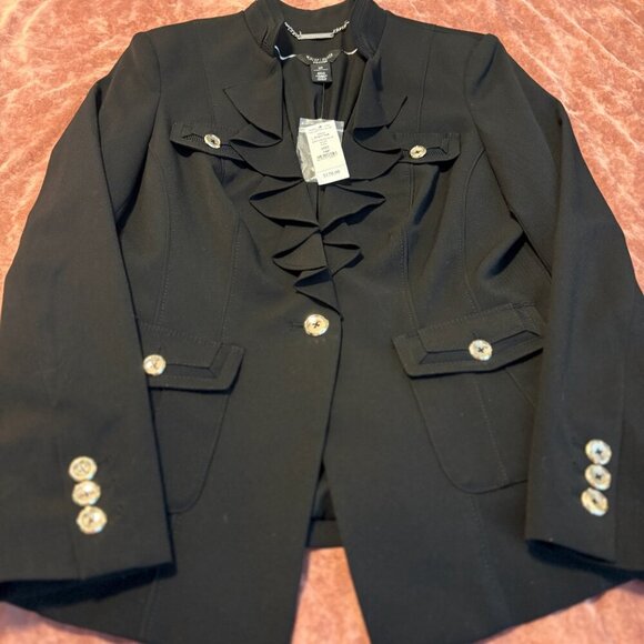 White House Black Market ruffle collar black blazer NWT - Picture 8 of 13